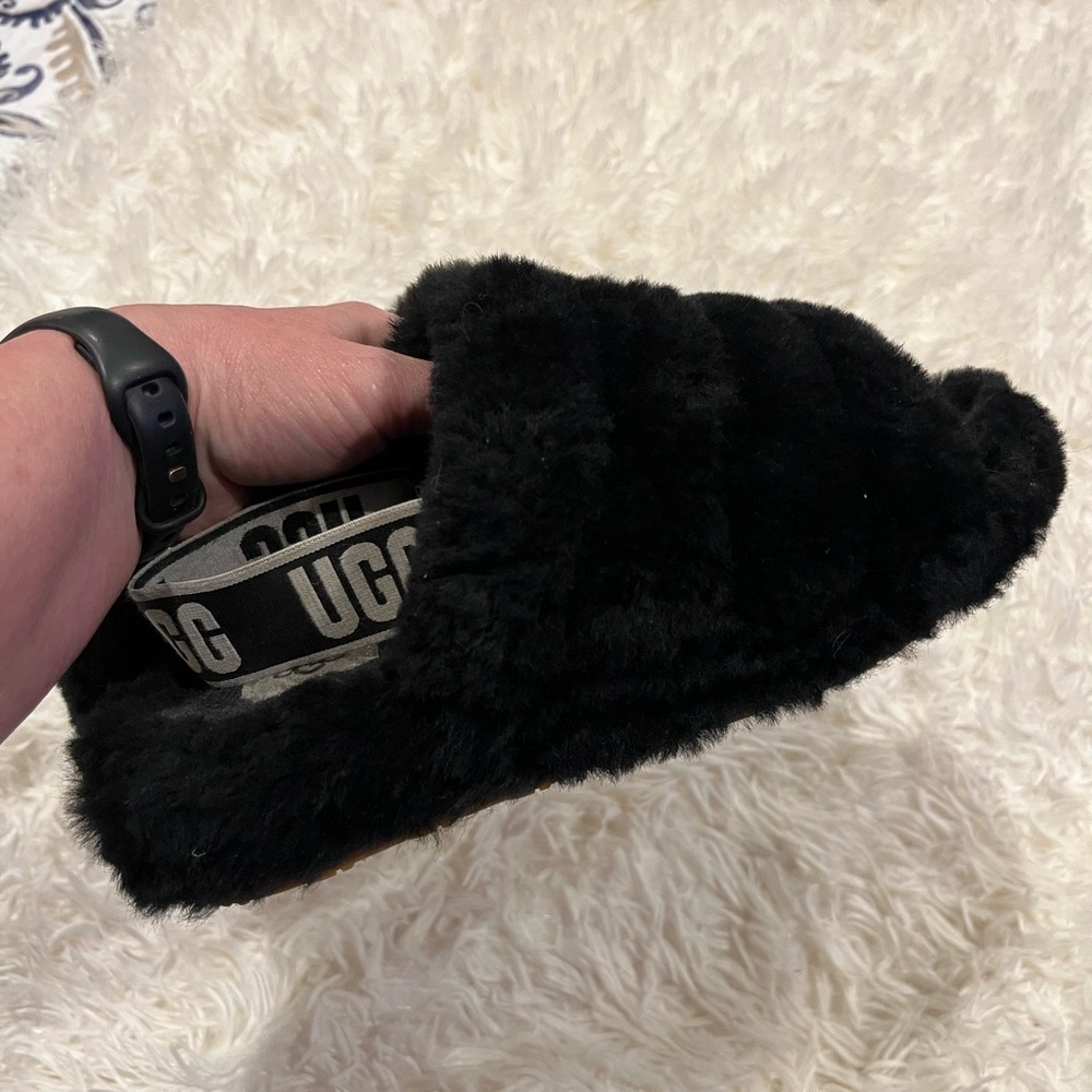 UGG Black Fluff Yeah Slide Slippers